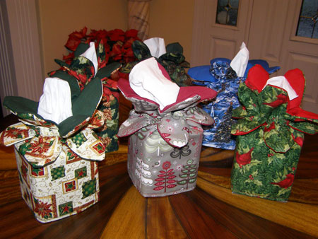 Hand crafted tissue box covers for Christmas and holidays